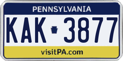 PA license plate KAK3877