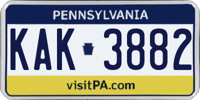 PA license plate KAK3882