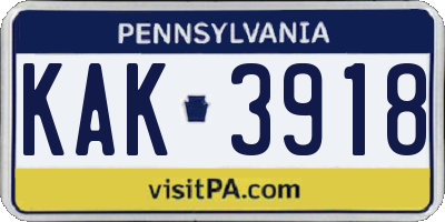 PA license plate KAK3918