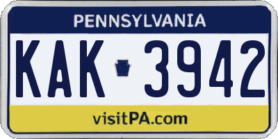 PA license plate KAK3942