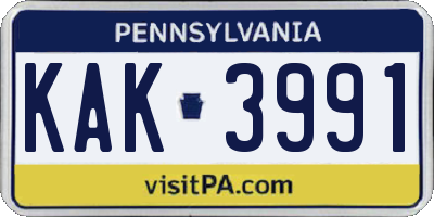PA license plate KAK3991