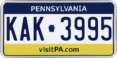 PA license plate KAK3995