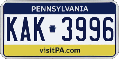 PA license plate KAK3996