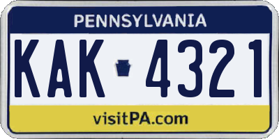 PA license plate KAK4321