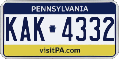 PA license plate KAK4332