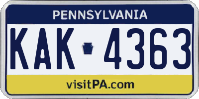 PA license plate KAK4363