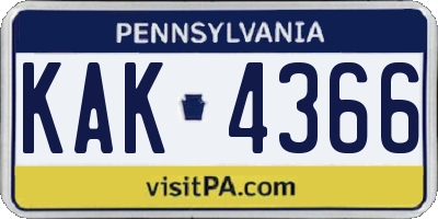 PA license plate KAK4366