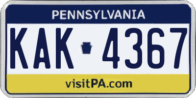 PA license plate KAK4367
