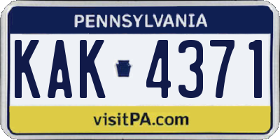 PA license plate KAK4371