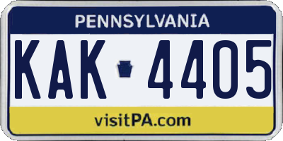 PA license plate KAK4405