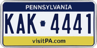 PA license plate KAK4441