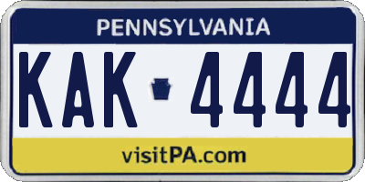 PA license plate KAK4444