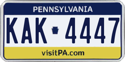 PA license plate KAK4447