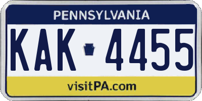 PA license plate KAK4455