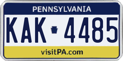 PA license plate KAK4485
