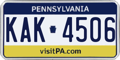 PA license plate KAK4506