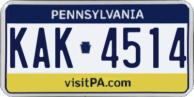 PA license plate KAK4514