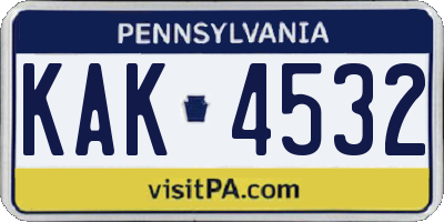 PA license plate KAK4532