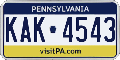 PA license plate KAK4543