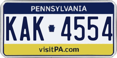 PA license plate KAK4554