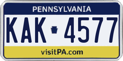PA license plate KAK4577