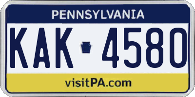 PA license plate KAK4580
