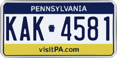 PA license plate KAK4581