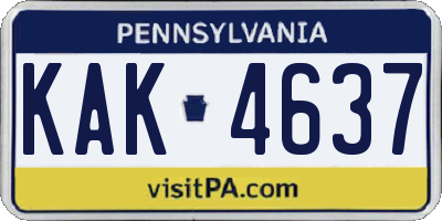 PA license plate KAK4637
