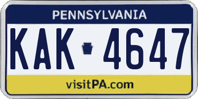 PA license plate KAK4647