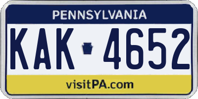 PA license plate KAK4652