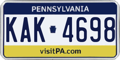 PA license plate KAK4698