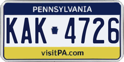 PA license plate KAK4726