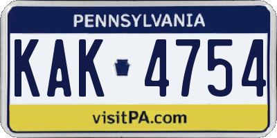 PA license plate KAK4754
