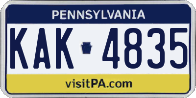 PA license plate KAK4835