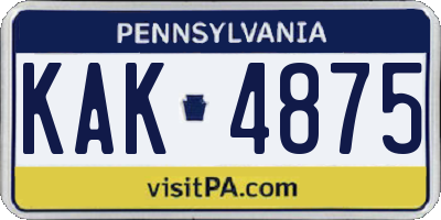 PA license plate KAK4875