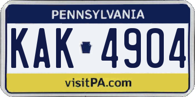 PA license plate KAK4904