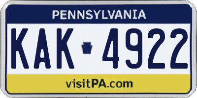 PA license plate KAK4922