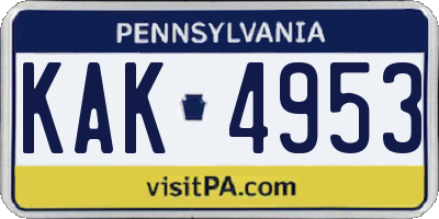PA license plate KAK4953