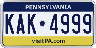 PA license plate KAK4999