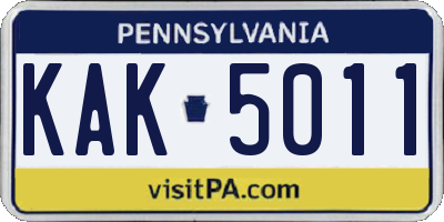 PA license plate KAK5011