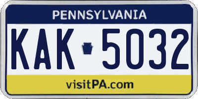 PA license plate KAK5032