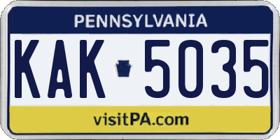 PA license plate KAK5035