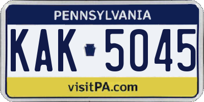 PA license plate KAK5045