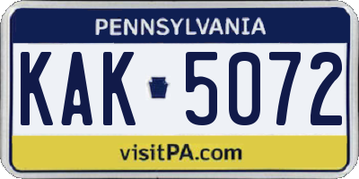 PA license plate KAK5072