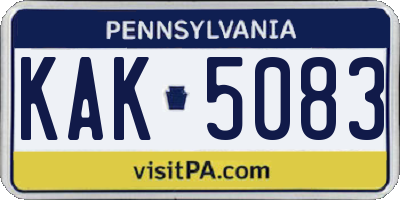 PA license plate KAK5083