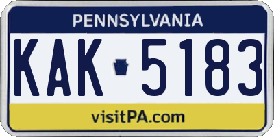 PA license plate KAK5183