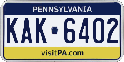 PA license plate KAK6402