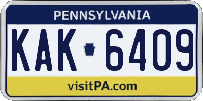 PA license plate KAK6409