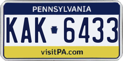 PA license plate KAK6433