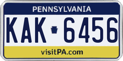 PA license plate KAK6456